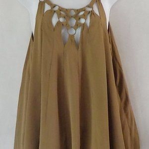 Free People tank top sz M 8 10 olive green